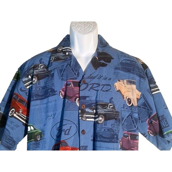 David Carey Ford Classic Button Down Shirt Mens Size Large Old Ford Car Retro - Picture 2 of 6